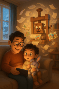 Discover how the printing press revolutionized storytelling by making books affordable and accessible. Explore its history, impact, and connection to Storypie’s storytelling app for kids.