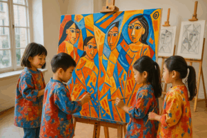 Explore Les Demoiselles d’Avignon, Picasso’s groundbreaking 1907 masterpiece that challenged art norms. Perfect for kids and parents to discover creativity, culture, and fresh perspectives.