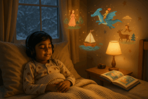 Discover why choosing audio first helps lighten kids' cognitive load and sparks their imagination. Learn how Storypie supports calm, creative, and screen-free storytime moments.