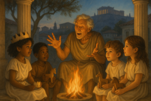 Explore the magical story of Poseidon and the founding of Athens. This Greek myth teaches wisdom, generosity, and city pride through the epic gift-giving contest between gods.