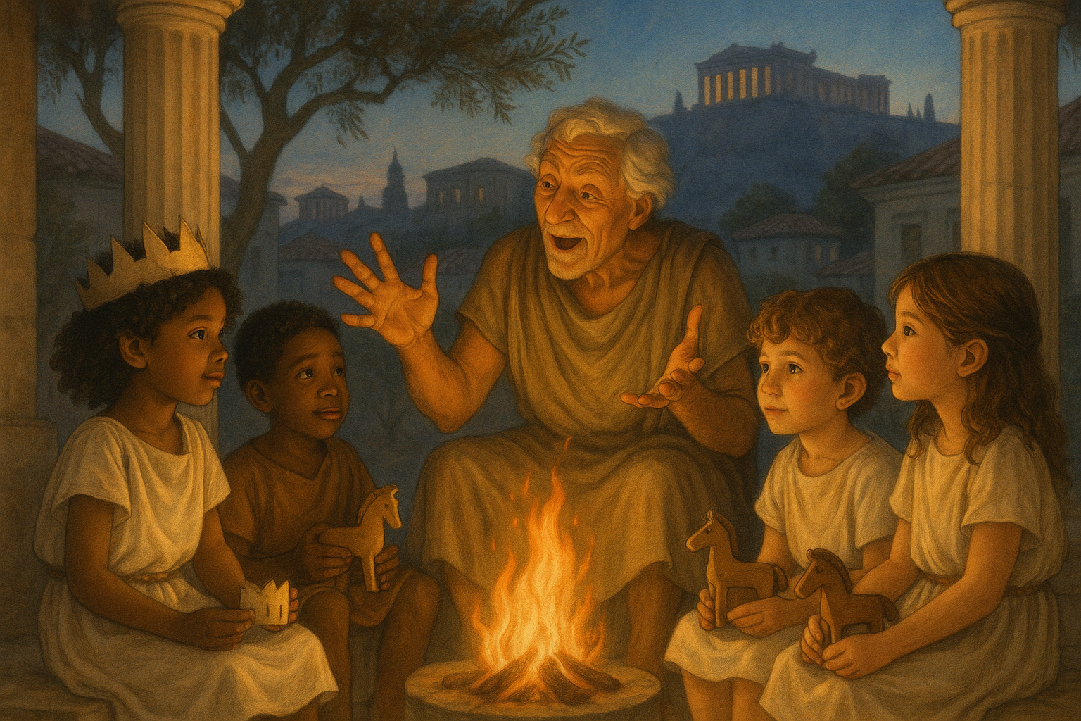 Explore the magical story of Poseidon and the founding of Athens. This Greek myth teaches wisdom, generosity, and city pride through the epic gift-giving contest between gods.