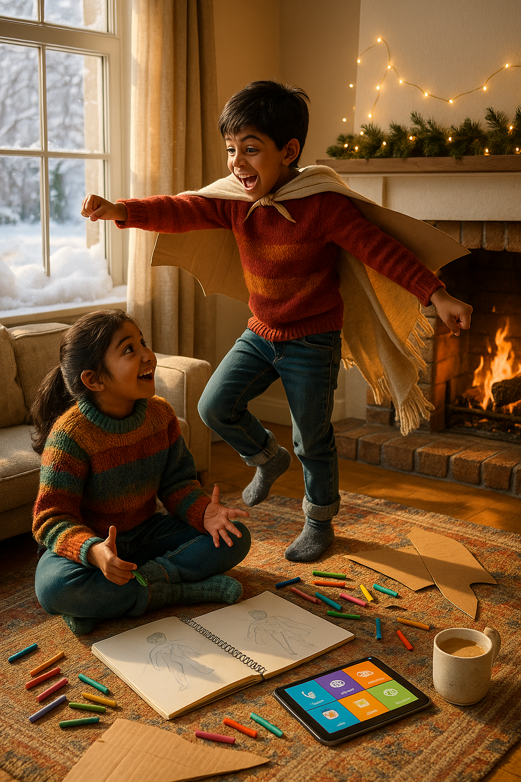 A cozy weekend imagination challenge: create your own hero. Families name, outfit, and celebrate tiny heroes. Low-cost and joyful, this playful prompt builds vocabulary, empathy, and confidence. Perfect for winter afternoons.