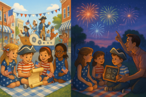 A warm, simple guide to Fourth of July Independence Day for kids. Read a short history, learn how families celebrate, find safe activity ideas, and access Storypie episodes for each age group.