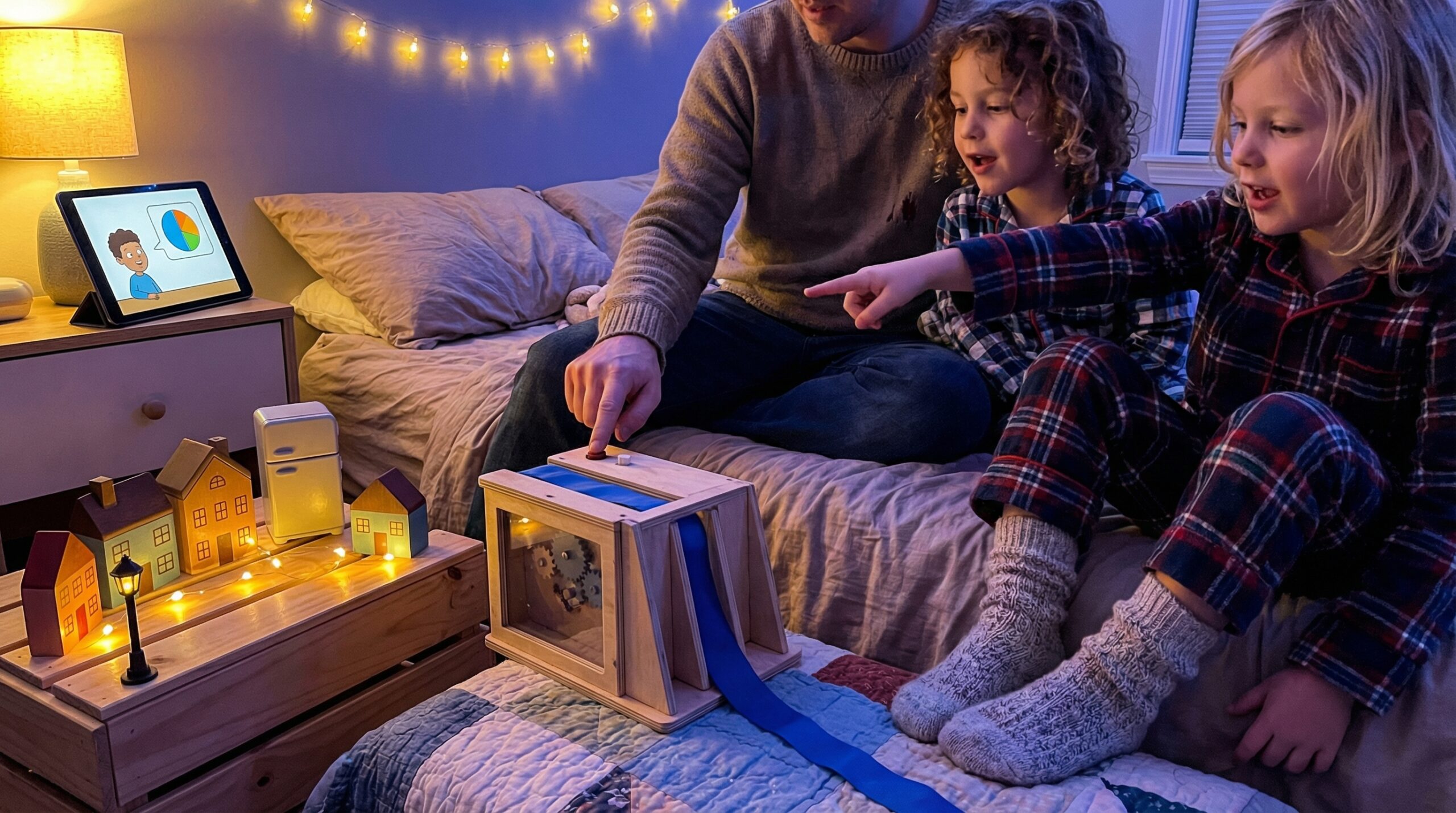 A warm, clear guide to a hydroelectric dam for kids. Short history, simple steps, parts, types, numbers, benefits, trade-offs and playful home activities for bedtime or classroom learning.