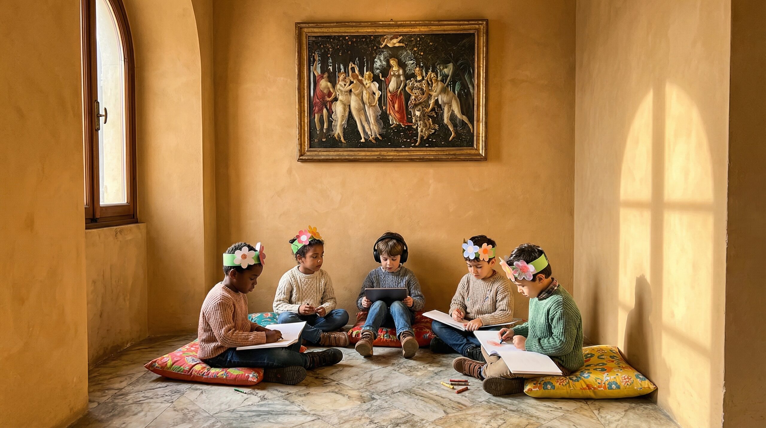 Step into Botticelli's Primavera with curious kids. Learn the figures, meaning, and a few gentle listening and drawing ideas to make the painting feel like a forever spring.