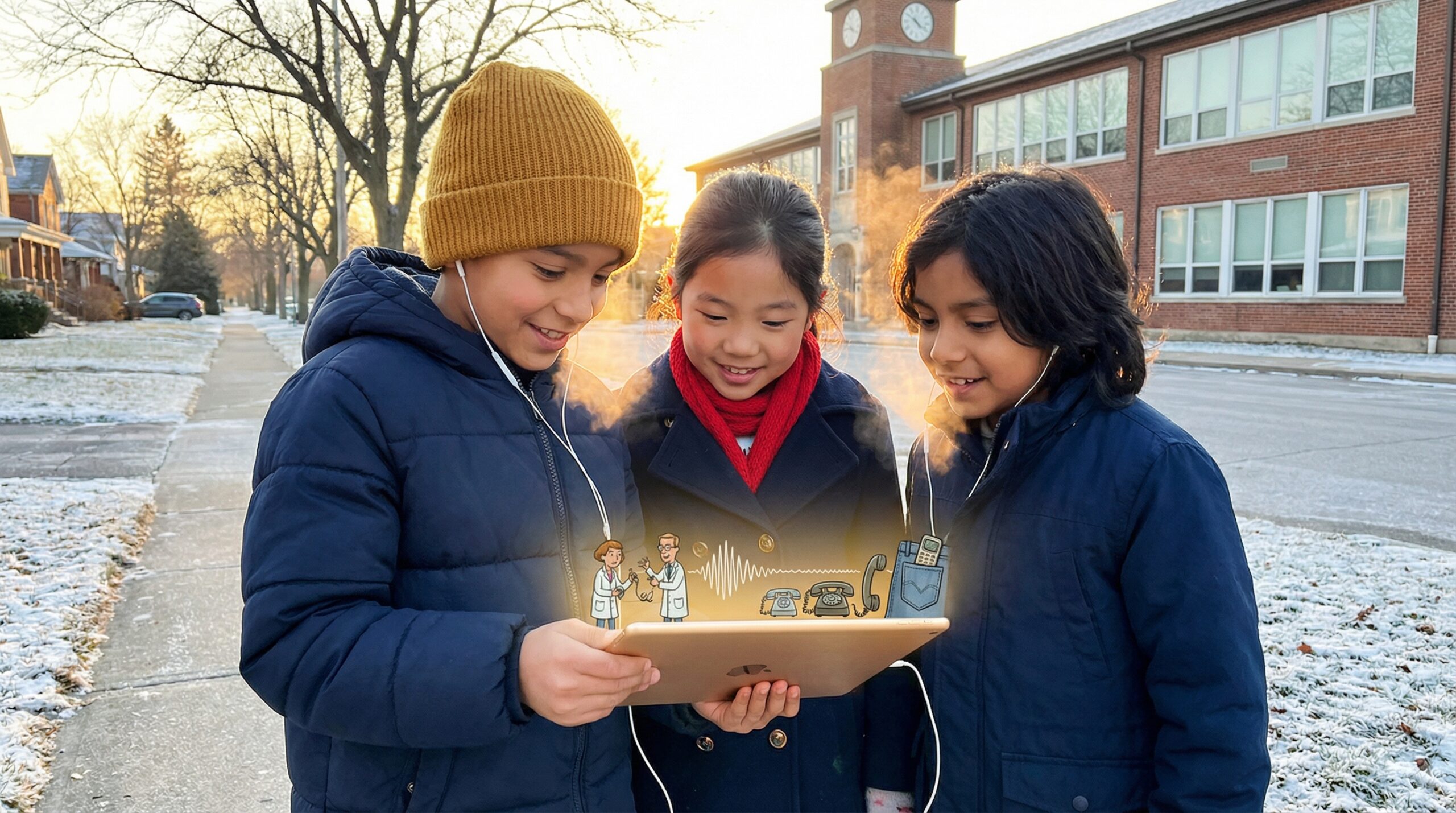 A warm, clear touchscreen for families guide. It explains how touchscreens work, where you see them, safety tips, care, accessibility, and playful ideas to spark curiosity in children.