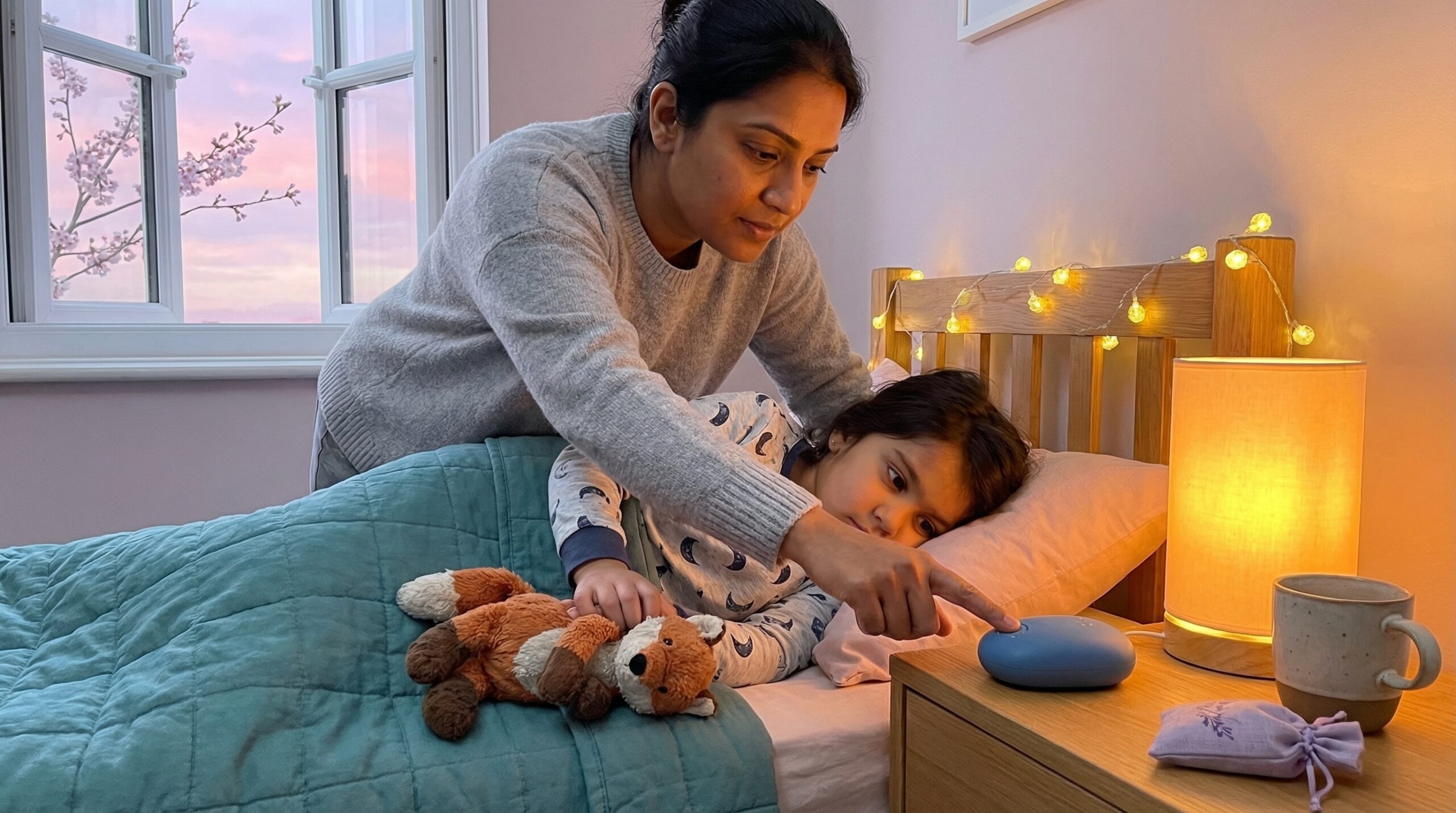 The bedtime wind-down mini story ritual is a brief, repeatable bedtime habit. Short, calming stories mark the end of the day and support steady sleep rhythms. Simple, warm, and modern.