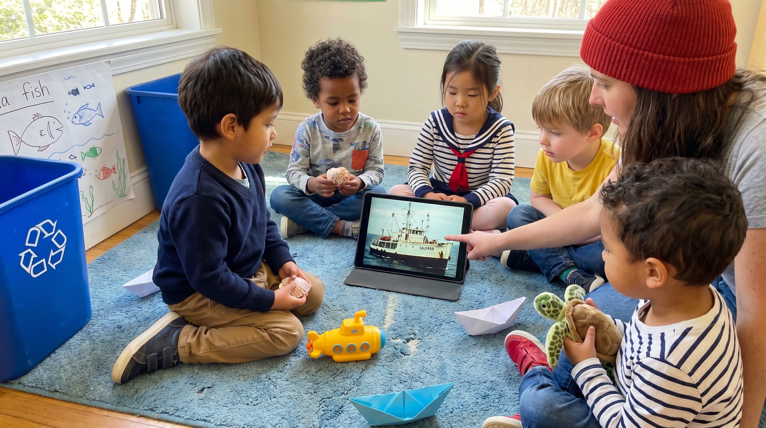 A warm, child friendly mini biography of Jacques Cousteau. Learn about his aqua-lung, Calypso voyages, films, family, and how he moved from explorer to ocean protector. Short, playful, and ready for quiet time.