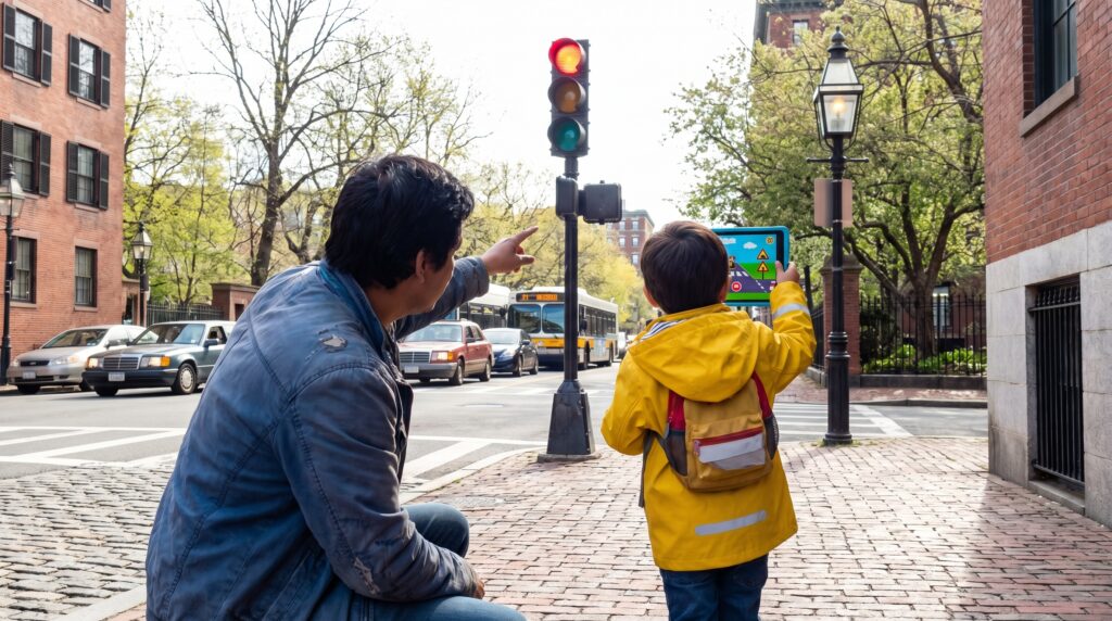 A bright, family-friendly look at traffic lights—from the first 1868 semaphore to today’s smart signals. Simple safety rules, playful practice ideas, and Storypie story links make learning easy and fun.