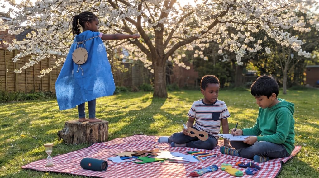 A simple weekend imagination prompt that turns five spare minutes into magic. Invent a hero together, record or draw it, and save the moment for family joy and confidence.