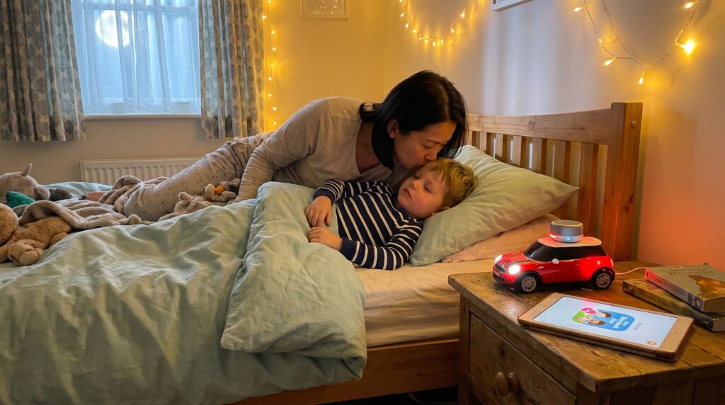 The bedtime mini story ritual is a short, repeatable 3 to 7 minute tradition that signals bedtime. Calm, predictable audio tracks help kids settle, build language, and make nights kinder for busy families.