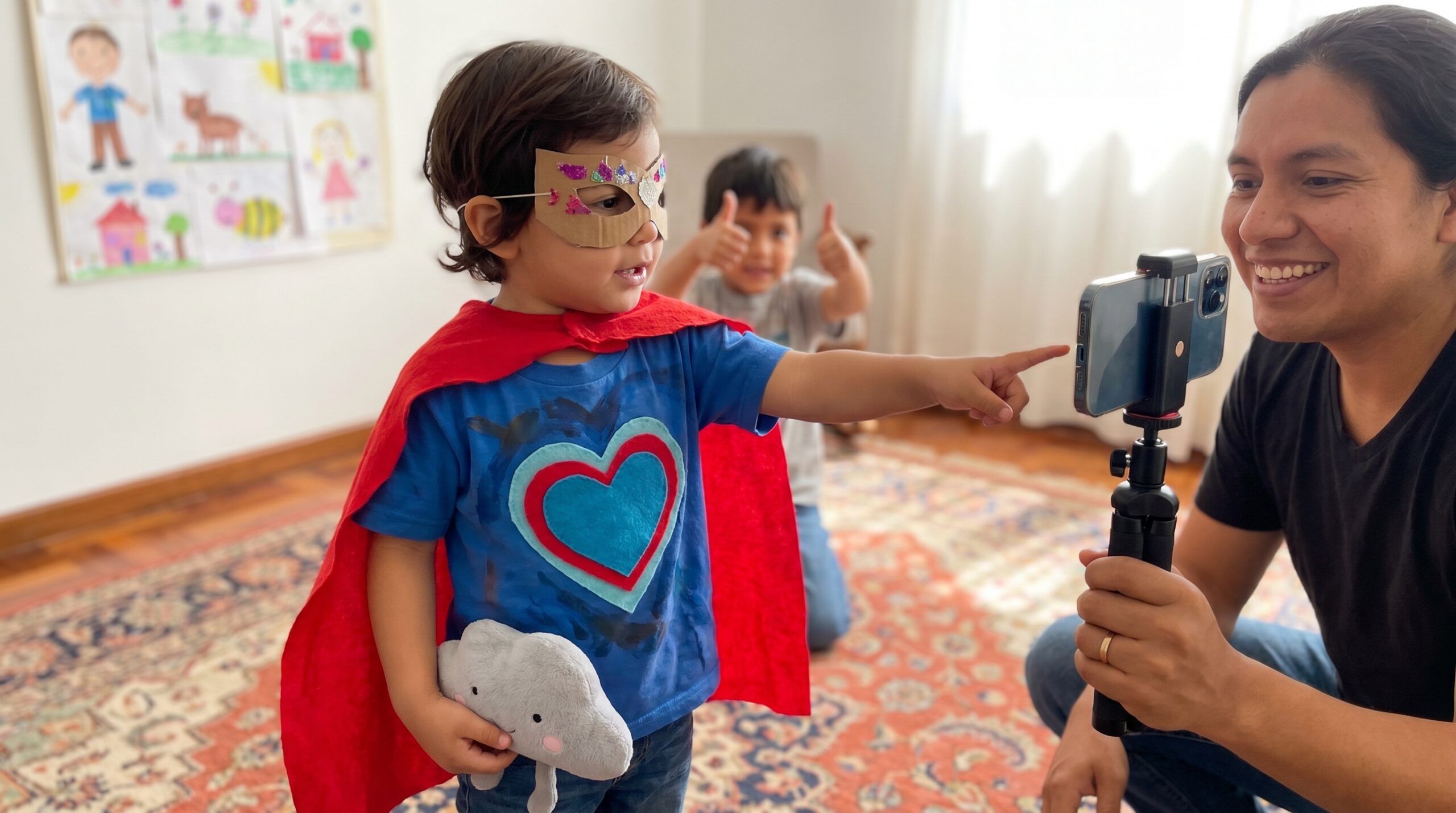 Try the weekend imagination challenge create your own hero. This short family ritual produces tiny audio or video keepsakes that build language, emotion words, and shared memories. Quick, inclusive, and delightfully archiveable.