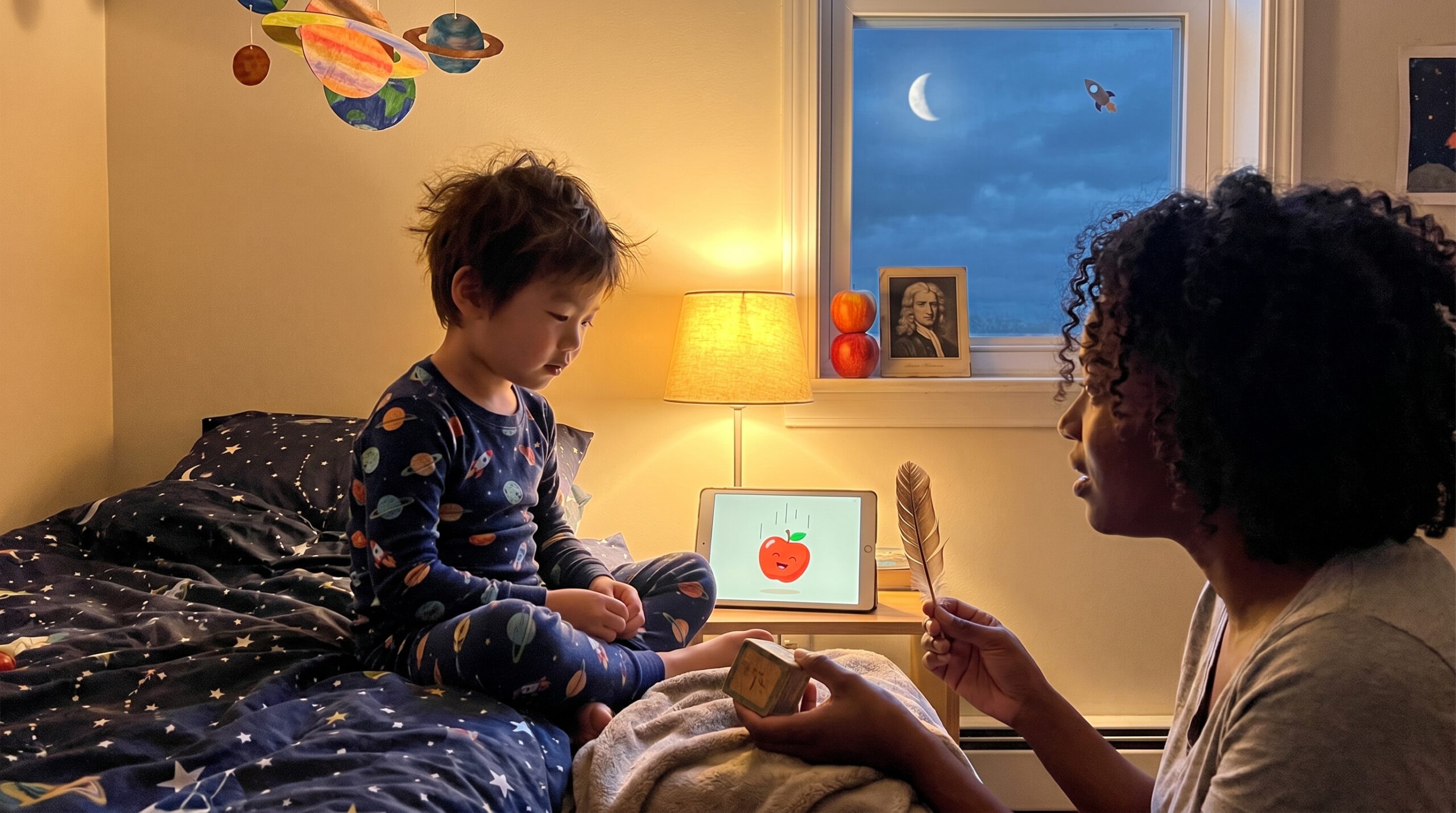 Gravity for kids made clear and cozy. Read a short history, try two safe home tests, and spark wonder tonight. Playful questions and simple safety tips help your child become a tiny expert.
