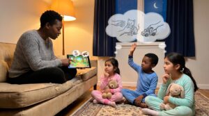 Education through storytelling for ages 3-12 ties memory, language, and emotion together. Stories impose order and meaning. They boost recall, vocab, and empathy across early childhood and middle years.