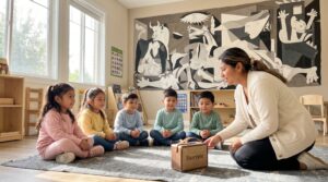 A warm, simple guide to Guernica painting for kids. Learn what the mural shows, why Picasso painted it, where it has lived, and why it still matters. Calm, clear facts for families and teachers.