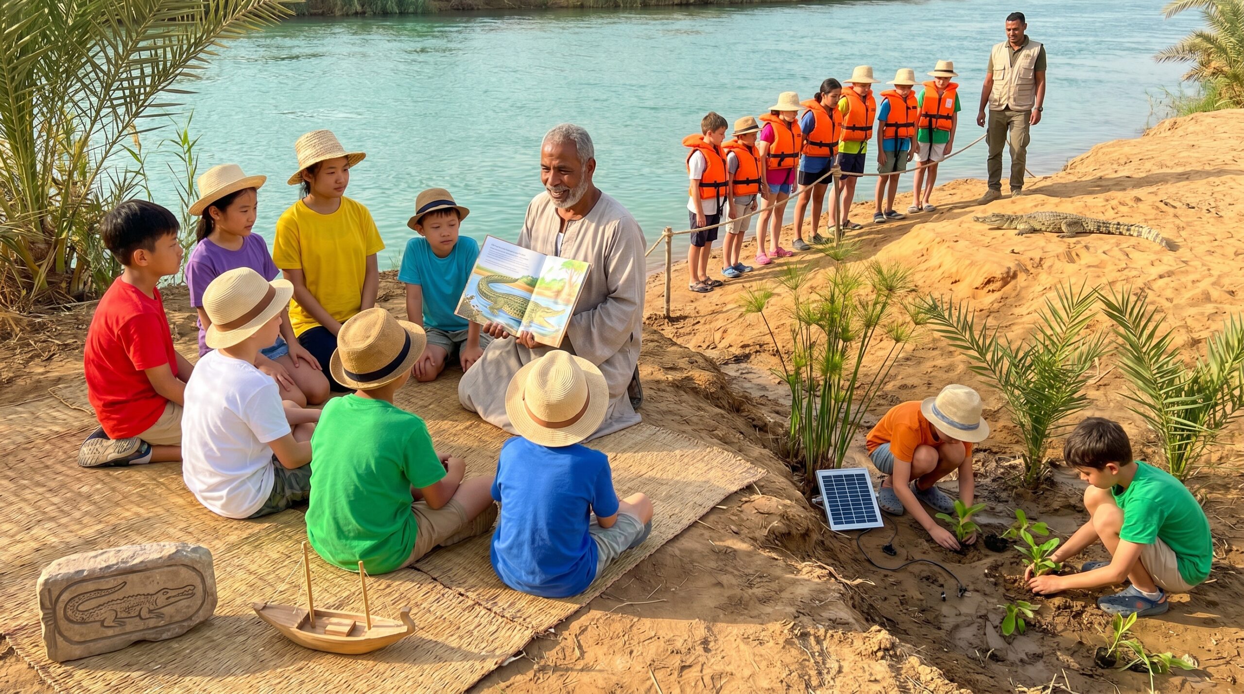 A warm late-spring look at the Nile crocodile. Simple facts about size, armor, hunting, family life, and the crocodile's role in rivers. Share a Storypie tale and spark kids' curiosity with one question.