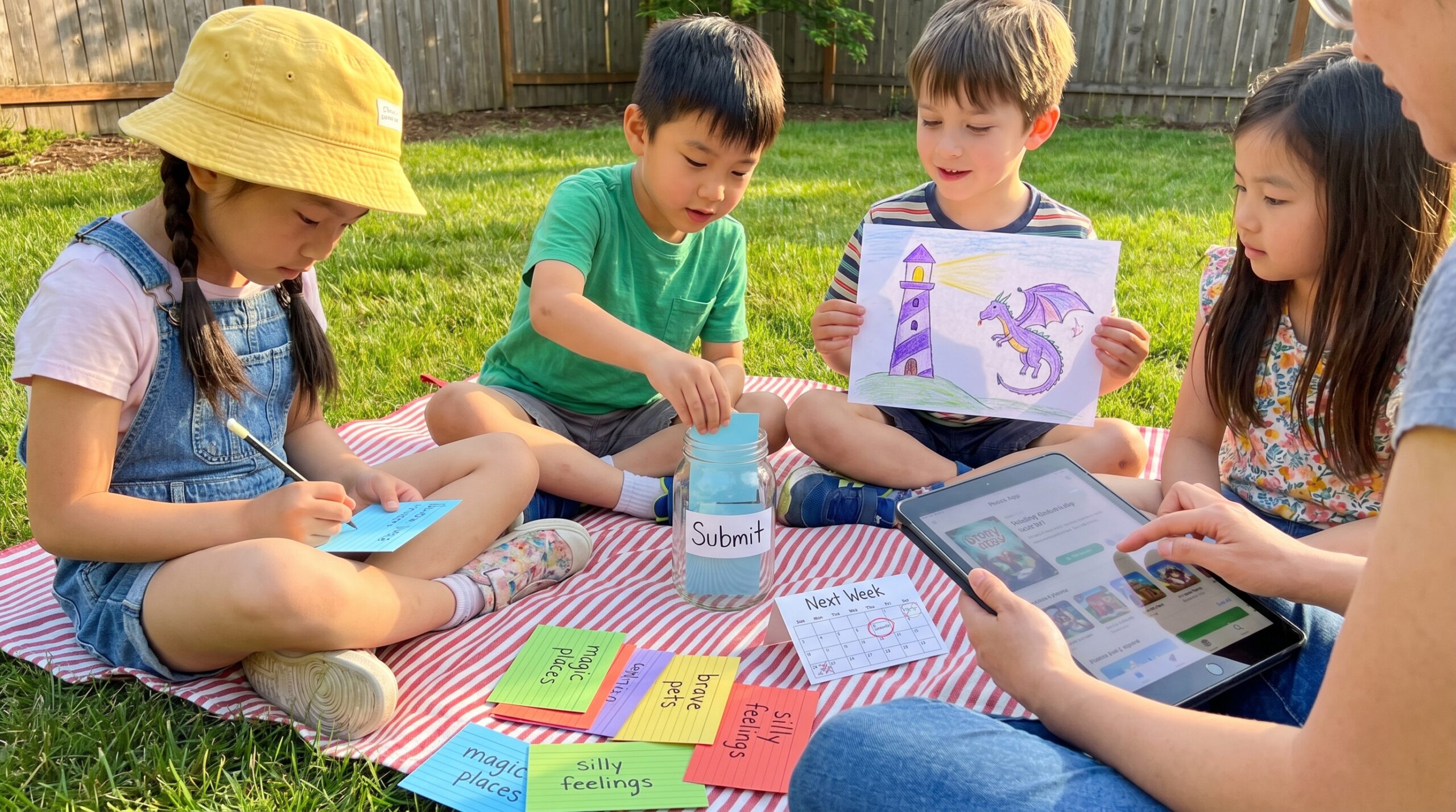 Ask a Story is Storypie's weekly prompt that invites kids to submit one vivid idea. Parents submit via the app. We read every entry and turn one into next week's story, usually with quick notice.