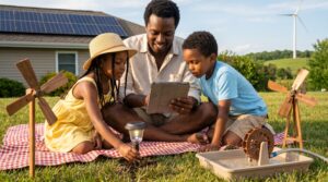 Bright and simple, this guide introduces renewable energy for kids. It covers sunlight, wind, water, geothermal and biomass with history, hands-on ideas, safety tips, and Storypie story links for each age group.