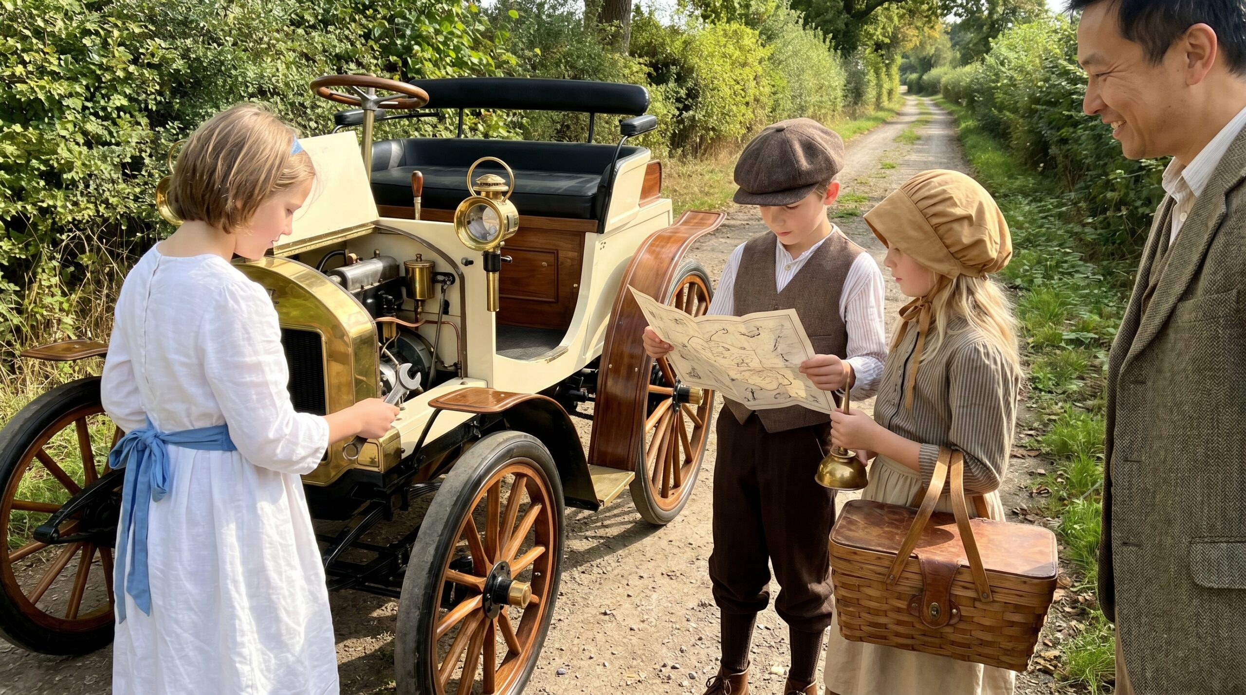 A warm, simple look at the automobile for kids. Learn the basics, meet Karl and Bertha, try a driveway experiment, and find age-paced stories on Storypie to spark curiosity and family conversation.