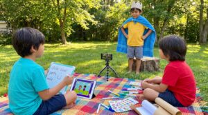 A 10-minute weekend imagination challenge to create your own hero. Kids name strengths, sketch or act a scene, and build confidence. Quick, repeatable, and perfect for busy families who love playful learning.