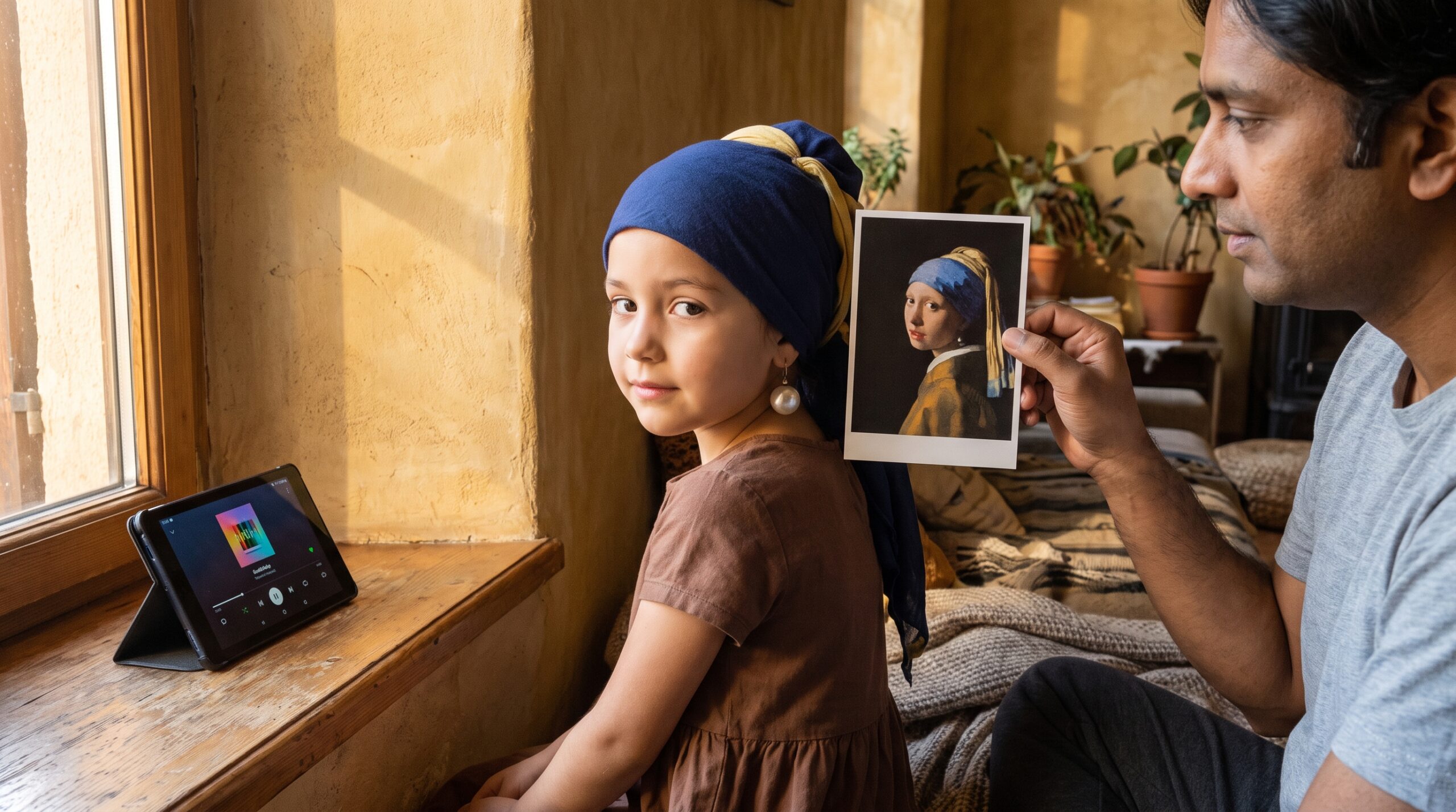 A warm, short guide to the Girl With the Pearl Earring painting. Learn its materials, size, and tiny mysteries. Perfect for parents and teachers who want to spark quiet wonder in curious children.