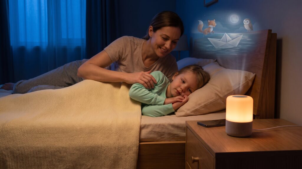 Audio-first cognitive load frees working memory so children can imagine, learn words, and calm for bedtime. Short, gentle audio gives imagination the leading role and fits modern family routines with low screens.