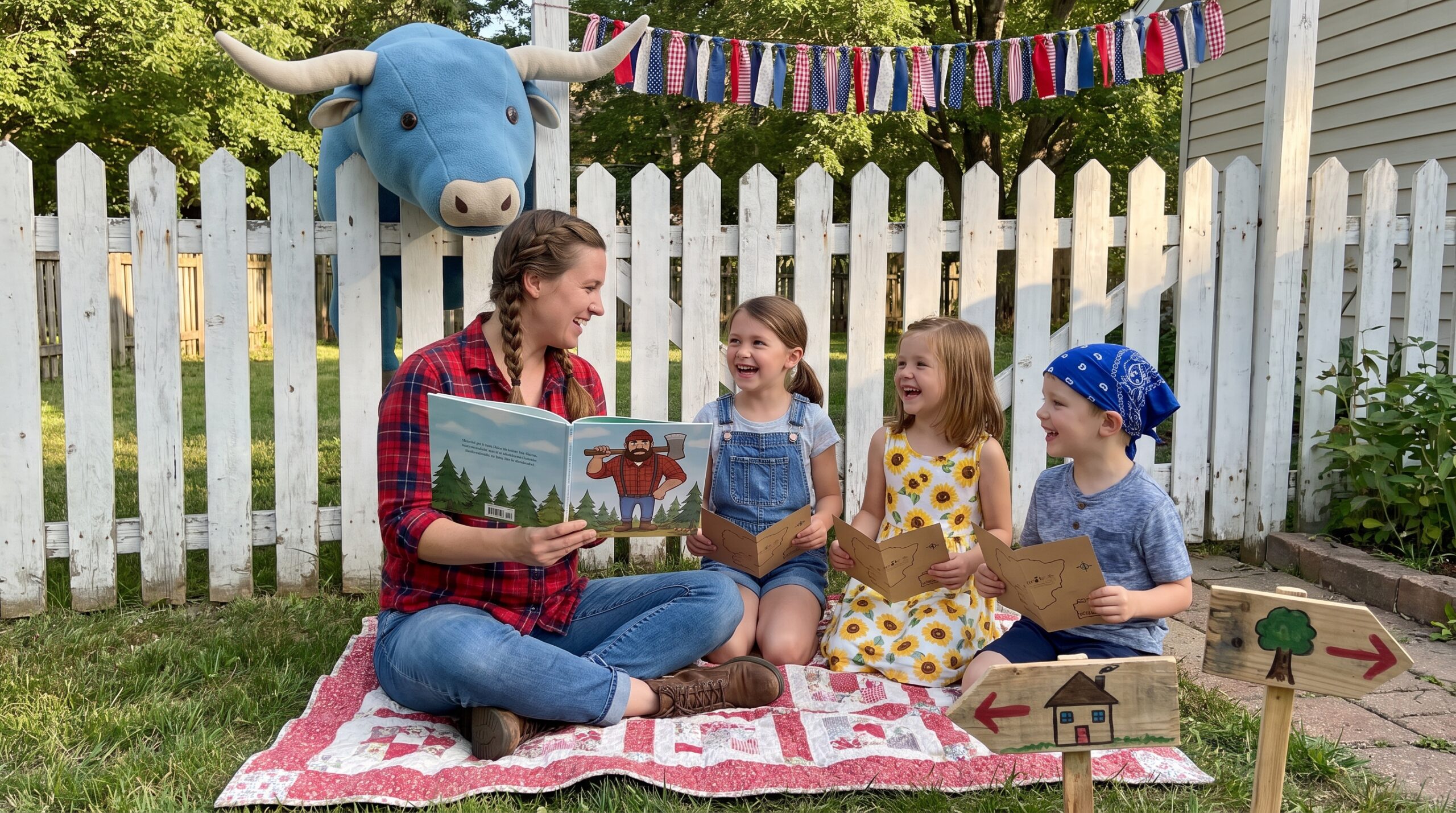 Paul Bunyan - American brings giant humor and regional history to life. These tall tales grew in logging camps and later gained the iconic blue ox, Babe. Read or listen and spark backyard play.