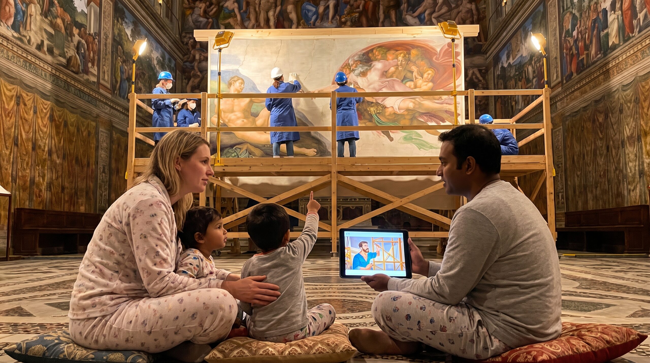 A warm family guide to The Sistine Chapel Ceiling. Quick facts, bright restoration notes, practical visit tips, and a tiny bedtime activity. Spark imagination with a short Storypie tale tonight.