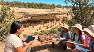 Discover Ancestral Puebloans cliff dwellings at Mesa Verde. Learn when people lived there, how they farmed and traded, and why many moved. Kid-friendly facts and Storypie stories offer curious prompts.