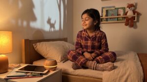 Audio first for children's imagination presents stories as sound. It reduces visual clutter, lowers extraneous cognitive load, and helps children build vivid inner images while growing vocabulary and attention. Simple, ancient, and powerful.