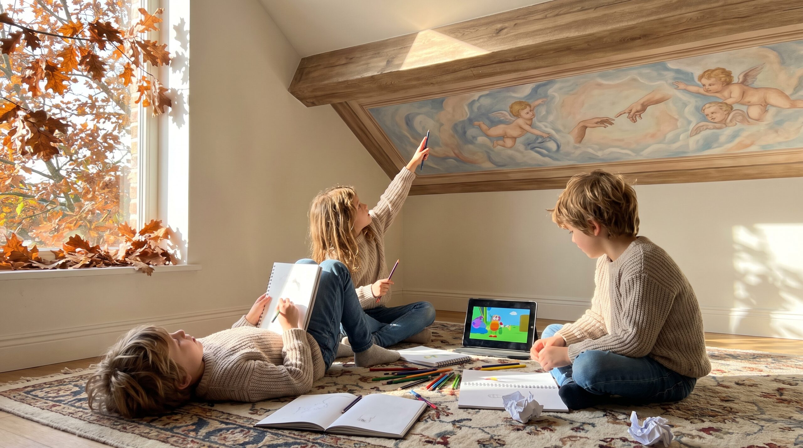 Explore the Sistine Chapel ceiling: Michelangelo's frescoed masterpiece. Learn its history, technique, main scenes, and restoration. A short sketch and a Storypie tale can spark wonder for kids and families.
