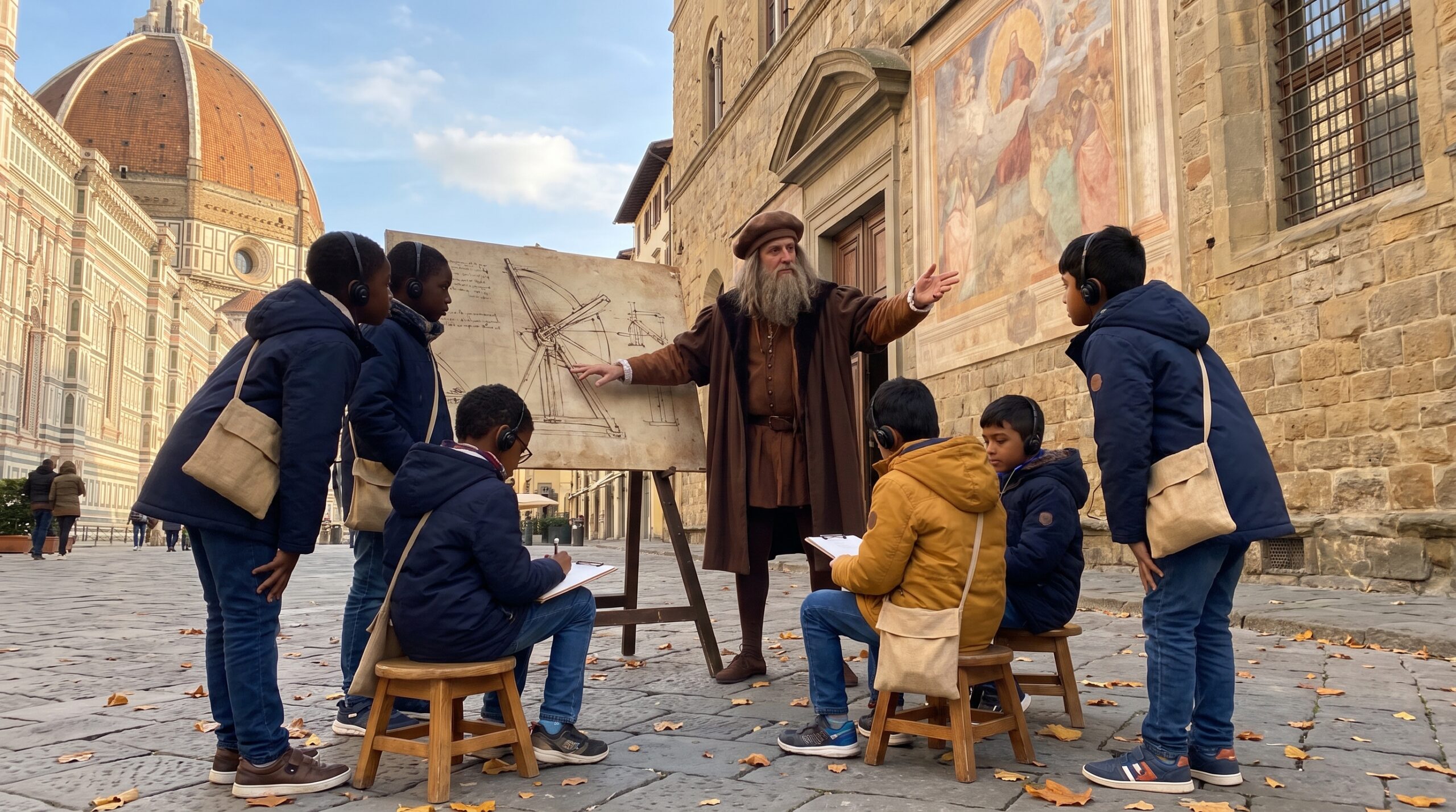 Bring The Renaissance to life for children. Storypie leads kids through Florence, art, science, and daily life. Listen, sketch a small detail, and spark curiosity with short, playful rituals parents and teachers can use today.
